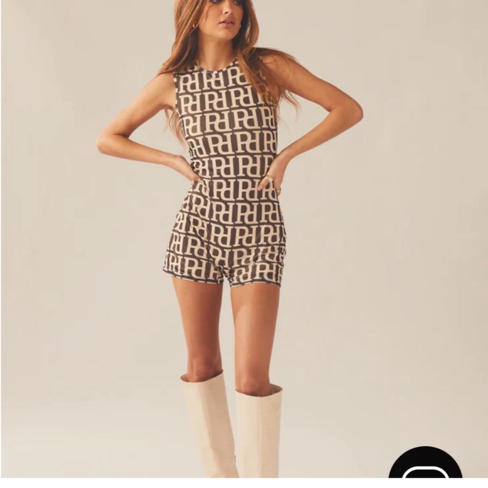 Peppermayo Brown and Cream Logo Jumpsuit